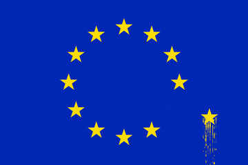 Brexit agreement concept. Modified European Council (EUCO) flag in blue yellow colors