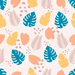 Muurstickers Seamless pattern with tropical leaves © lana_art