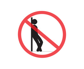 Please do not lean against the wall, accident prevention signs, Not Allowed Sign, warning symbol, road symbol sign and traffic symbol design concept, vector illustration.