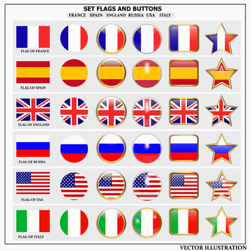 Set of banners with flags. Vector.