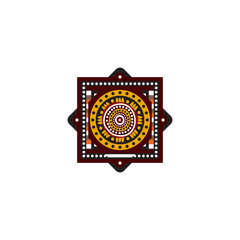 Naklejka premium Aboriginal art dots painting icon logo design vector illustration template