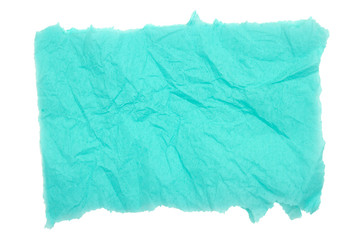 Teal textured wrinkled torn rectangle paper banner