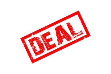 Deal sign or stamp. Red on white background, vector illustration