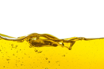 Beautiful wave of high viscosity of base oil and air bubble inside the oil isolated on white background, used as wallpaper, industrial concept