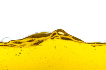 Beautiful wave of high viscosity of base oil and air bubble inside the oil isolated on white...