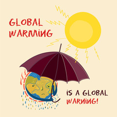Vector illustration of climate change, global warming on Earth