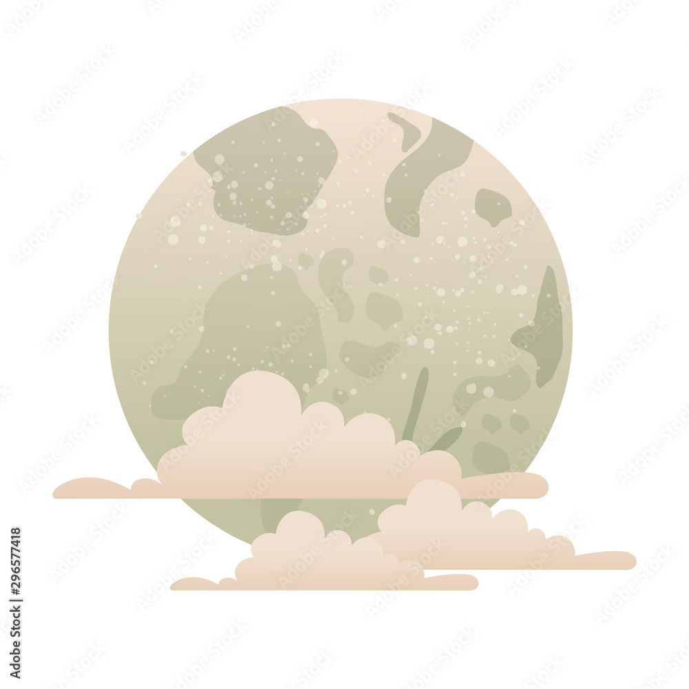 Canvas Prints full moon with clouds isolated icon vector illustration design