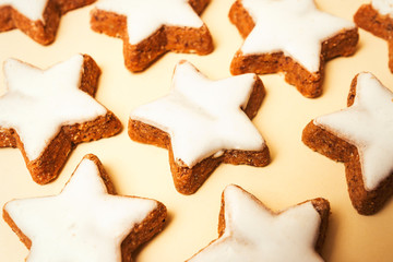 christmas gingerbread cookies on light background