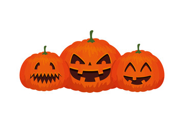 halloween pumpkins traditional isolated icon vector illustration design