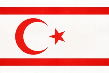 Gordijnen Northern cyprus national fabric flag, textile background. Symbol of asian world country. © nikol85