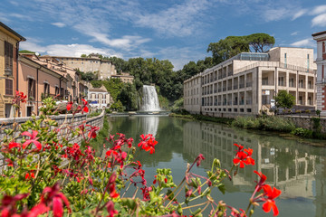 Scenic waterfall of Isola del Liri, small town in the province of Frosinone, Lazio, central Italy