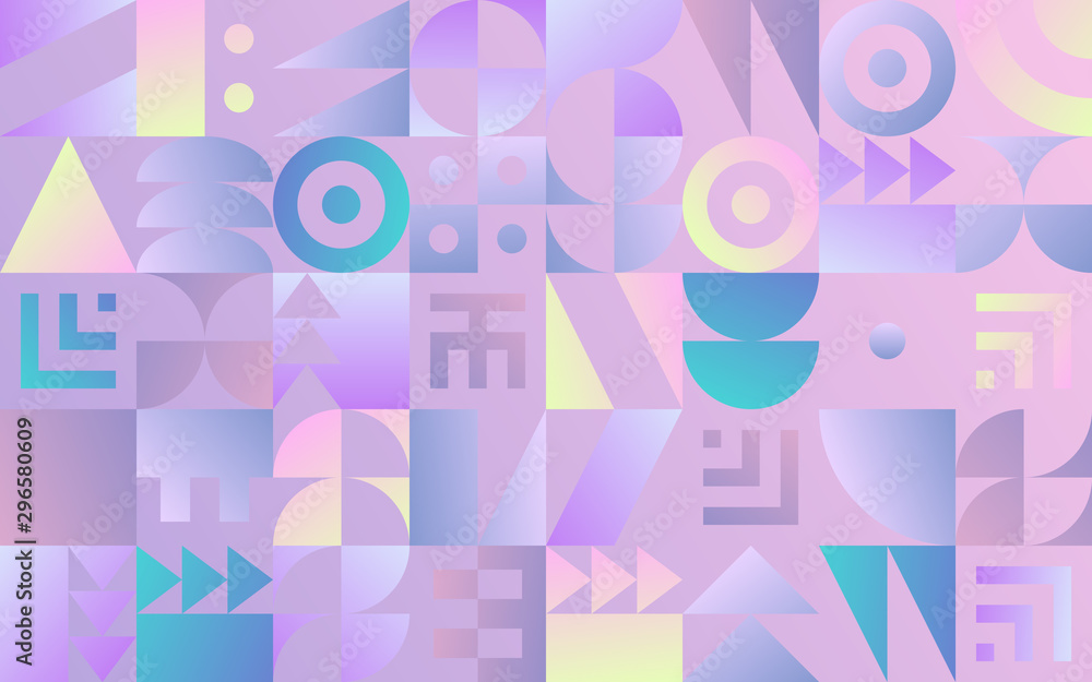 Poster geometric pattern with retro styled vaporwave shapes