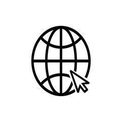 internet globe icon flat line design