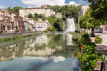 Fototapeta na wymiar Scenic waterfall of Isola del Liri, small town in the province of Frosinone, Lazio, central Italy