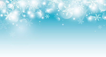 Christmas background design of snowflake and bokeh with light effect vector illustration