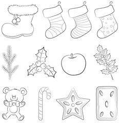 Niedliche Weihnachtselemente - Vektor-Illustration