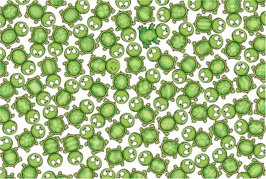 Niedliche Schildkr&ouml;ten Wimmelbild - Vektor Illustration