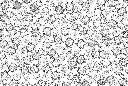 Niedliche Schildkr&ouml;ten Wimmelbild - Vektor Illustration