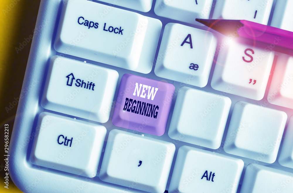 Poster writing note showing new beginning. business concept for different career or endeavor starting again