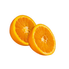 Nutricious snack of two halves of a sliced orange