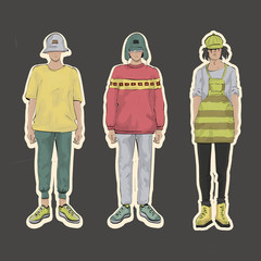 image of a guy. freehand drawing. guy in a summer look. guy in warm clothes. the guy in the image of the seller.