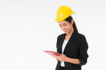 woman holding tablet