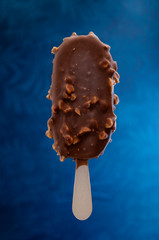 Milk chocolate and almond ice cream. Food concept