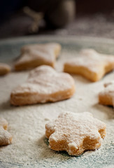 Homemade puff pastry cookies with icing sugar