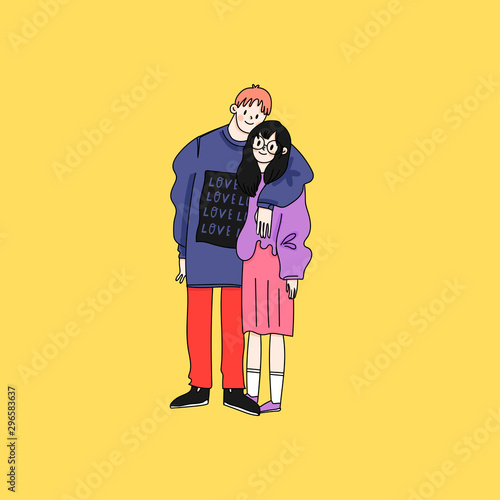Street Fashion Look Couple In Love Dressed In Stylish Trendy Oversized Clothes Boy And Girl Korean Japanese Asian Comic Cartoon Style Manga Anime Hand Drawn Vector Illustration Flat Design Wall Mural Dariia Street Fashion Look Couple In Love Dressed In Stylish Trendy Oversized Clothes Boy And Girl Korean Japanese Asian Comic Cartoon Style Manga Anime Hand Drawn Vector Illustration Flat Design Wall Mural Dariia