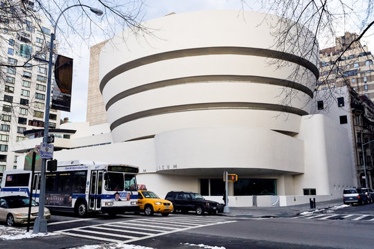 NEW YORK, USA - FEBRUARY 4, 2010: The Solomon R. Guggenheim Museum Of Modern And Contemporary Art In New York City, USA. Designed By Frank Lloyd Wright Museum Opened On October 21,1959.