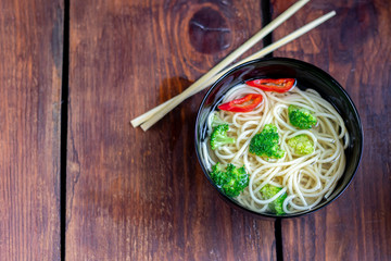 chinese noodles with chopsticks