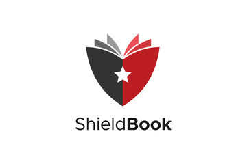 Shield Book logo Protection Security Education Logo Design