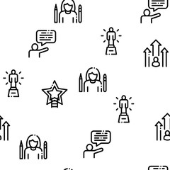 Fototapeta premium Human Talent Seamless Pattern Vector Thin Line. Contour Illustrations