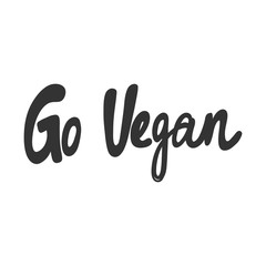 Go vegan. Green eco bio sticker for social media content. Vector hand drawn illustration design. 