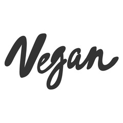 Vegan. Green eco bio sticker for social media content. Vector hand drawn illustration design. 