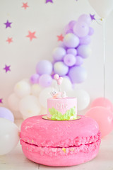 Birthday cake. Decorations for holiday party. 