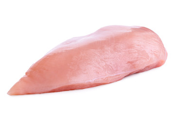 Whole uncooked boned chicken breast isolated on white.