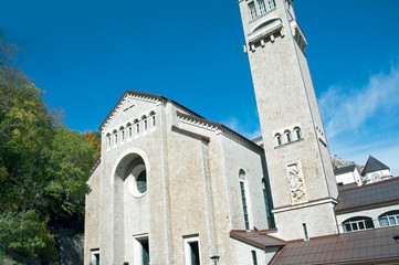 Frontage of the Abbey of Montevergine, Avellino, Italy. This Sanctuary, a monastic complex devoted to the Madonna, is a national monument in Italy.