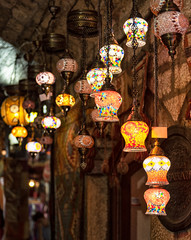 Colourful lamps in a bazaar in Sarajevo
