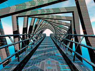 futuristische Fahrbahn als Brücke ins Nichts
