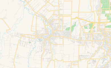 Fototapeta na wymiar Printable street map of Binjai, Indonesia