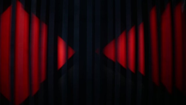 Musical abstract or background of two red diamond shapes crossing each other with black background and blue metallic lines in foreground
