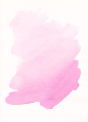 Watercolor light pink spot on white background hand painted