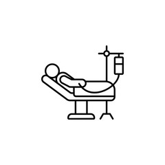 patient, bed, injection, system line icon on white background