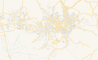 Fototapeta na wymiar Printable street map of Banjarbaru, Indonesia