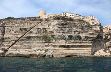 Incredible view of Bonifacio Town in Corsica Island in France