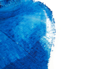 Blue and white acrylic painting texture on white paper background by using rorschach inkblot method.