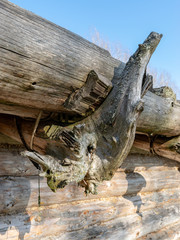 picture with old log house and interesting roof mounts