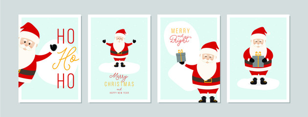 Merry Christmas cards set with hand drawn elements. Doodles and sketches vector Christmas illustrations, DIN A6. - obrazy, fototapety, plakaty