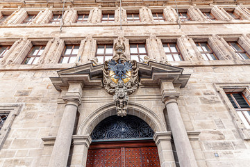 Obraz premium 04 August 2019, Nuremberg, Germany: Entrance to Rathaus building